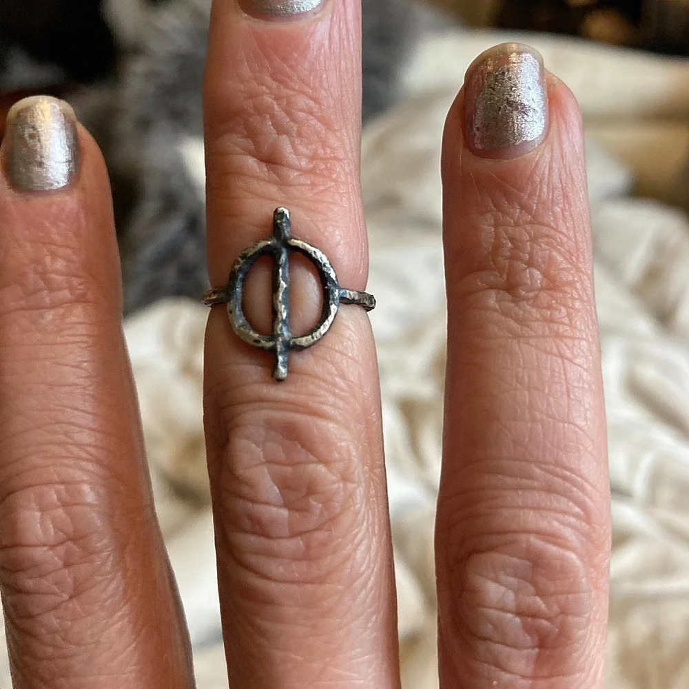 Alchemy SALT Symbol Handmade Artisan Solid Sterling Silver Alchemist Ring - Picture 6 of 6
